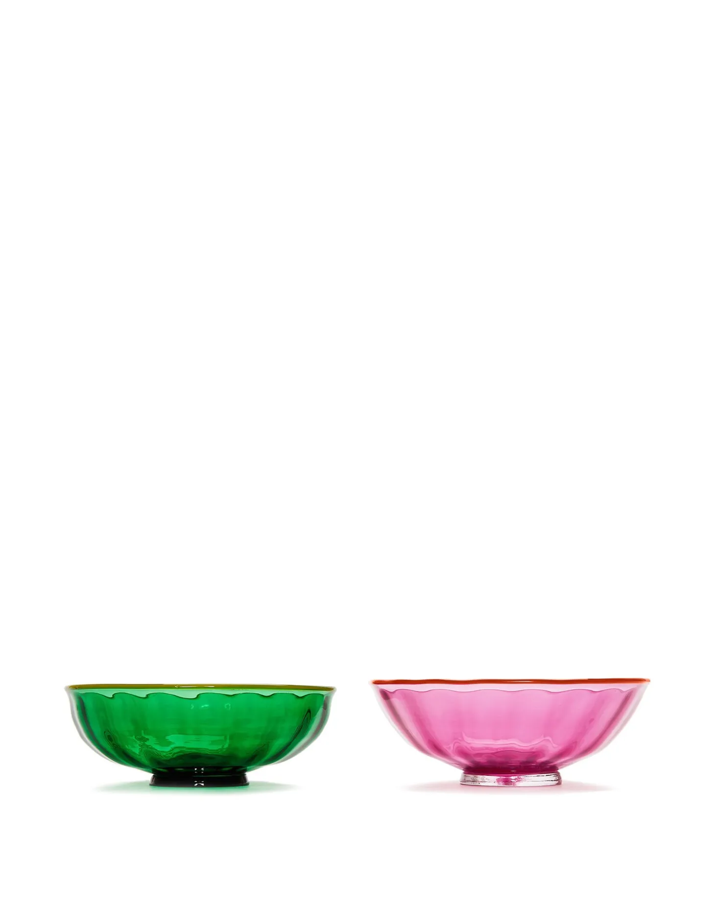 Luxury Nut Bowl Set of 2Verde/Rosa in Glass