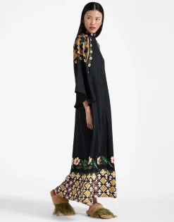 Magnifico DressDazed Plac&eacute;e Black in Silk Twill