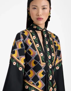 Magnifico DressDazed Plac&eacute;e Black in Silk Twill