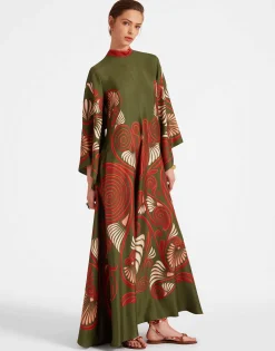 Magnifico DressKerylos Plac&eacute;e Dark Green in Silk Twill