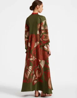 Magnifico DressKerylos Plac&eacute;e Dark Green in Silk Twill