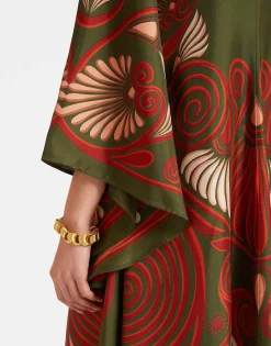 Magnifico DressKerylos Plac&eacute;e Dark Green in Silk Twill