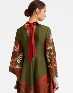 Magnifico DressKerylos Plac&eacute;e Dark Green in Silk Twill