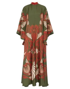 Magnifico DressKerylos Plac&eacute;e Dark Green in Silk Twill