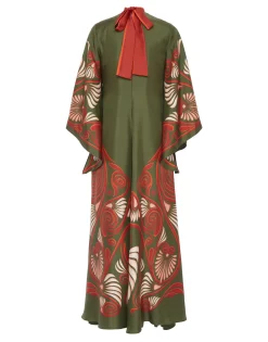 Magnifico DressKerylos Plac&eacute;e Dark Green in Silk Twill