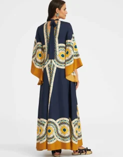 Magnifico DressMudejar Plac&eacute;e Blue in Silk Twill