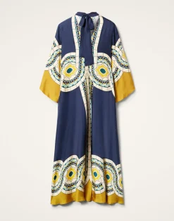 Magnifico DressMudejar Plac&eacute;e Blue in Silk Twill