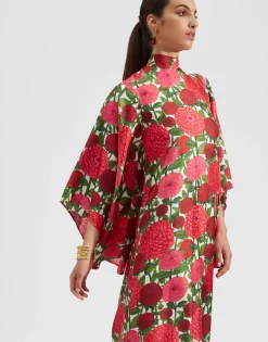 Magnifico DressPink Dahlias in Twill Silk