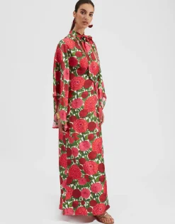 Magnifico DressPink Dahlias in Twill Silk