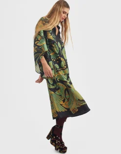 Magnifico Midi DressThe Nile Plac&eacute;e Black in Silk Twill