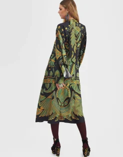 Magnifico Midi DressThe Nile Plac&eacute;e Black in Silk Twill