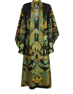 Magnifico Midi DressThe Nile Plac&eacute;e Black in Silk Twill