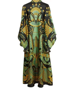 Magnifico Midi DressThe Nile Plac&eacute;e Black in Silk Twill