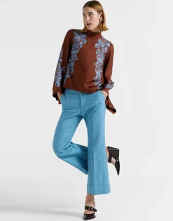 Make An Exit TopSignoria Plac&eacute;e Brown in Silk Twill