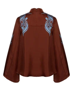 Make An Exit TopSignoria Plac&eacute;e Brown in Silk Twill