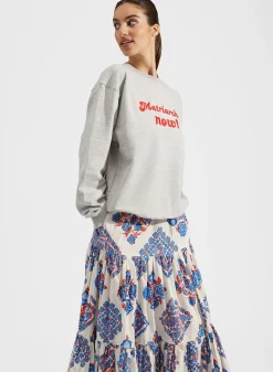 “MATRIARCHY NOW!” Stand-up SweatshirtT.Unita Grigio in Cotton Felpa