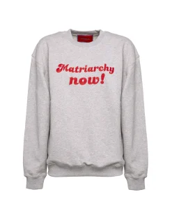“MATRIARCHY NOW!” Stand-up SweatshirtT.Unita Grigio in Cotton Felpa