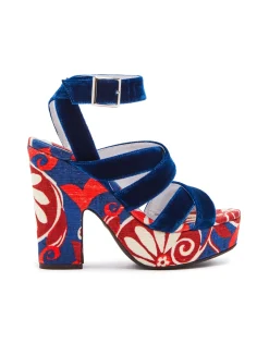 Medal WedgeMoonflower Navy in Shot Cotton