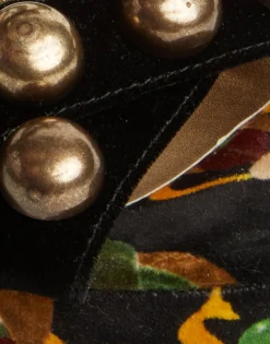 Medal WedgeScarab Black in Faille With Studs