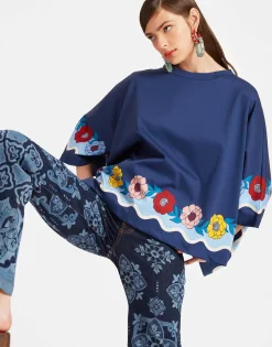 Meditation PonchoWhitsun Plac&eacute;e Blue in Jersey Interlock