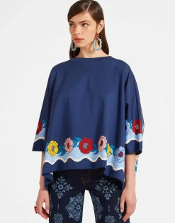 Meditation PonchoWhitsun Plac&eacute;e Blue in Jersey Interlock