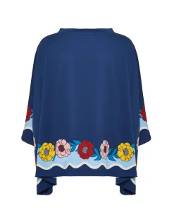 Meditation PonchoWhitsun Plac&eacute;e Blue in Jersey Interlock