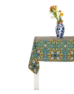 Medium Tablecloth (180x280)Confetti Blu in Linen