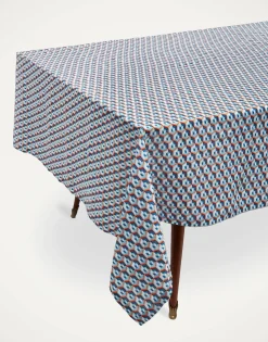 Medium Tablecloth (180x280)Cubi Blu in Linen