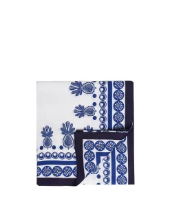 Medium TableclothBig Pineapple Blu (Plac&eacute;e) in Linen