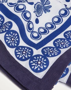 Medium TableclothBig Pineapple Blu (Plac&eacute;e) in Linen