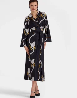 Midnight DressMelograno Black & White in Silk Twill