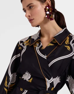 Midnight DressMelograno Black & White in Silk Twill