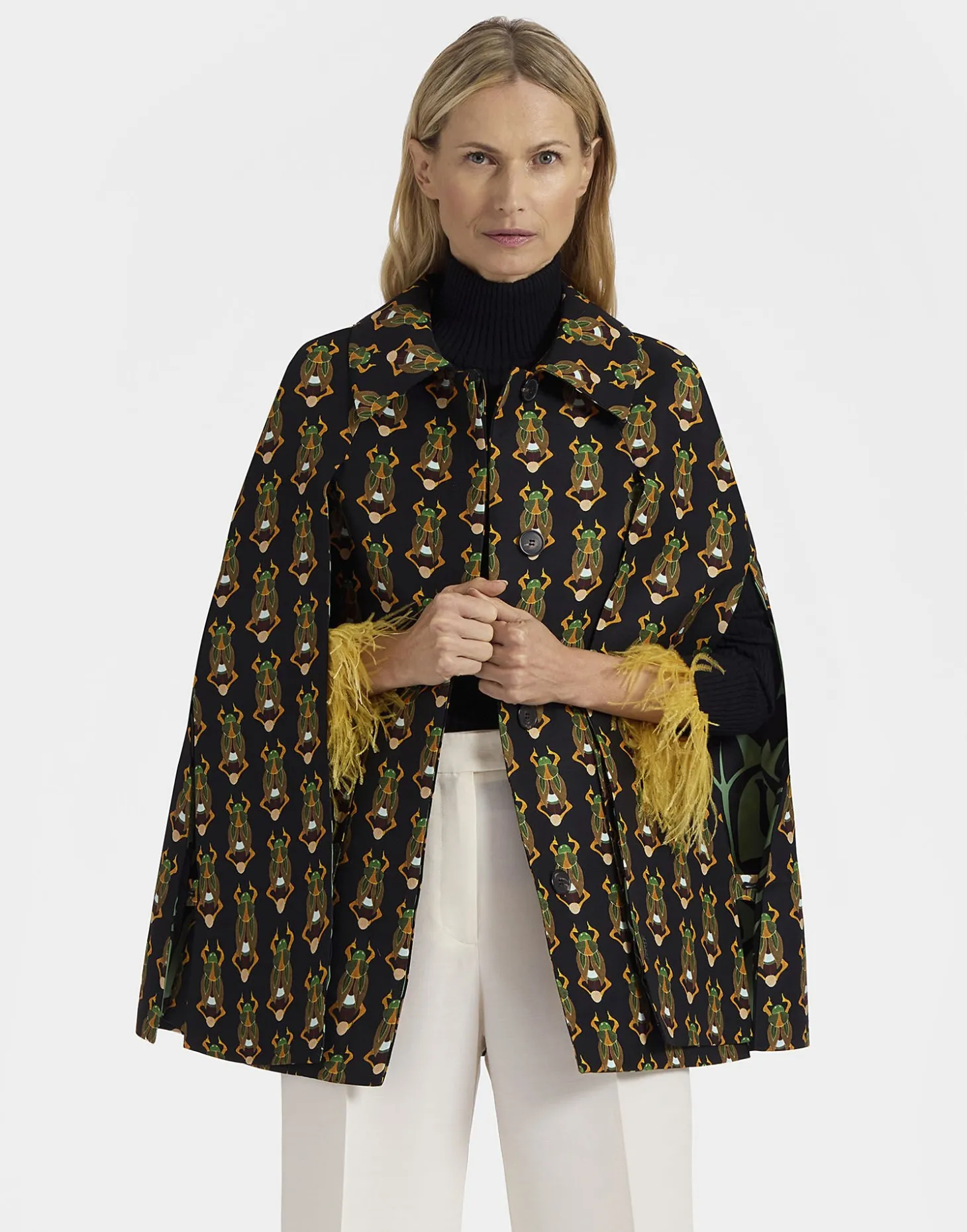 Milano Mini CapeScarab Black in Cady Wool