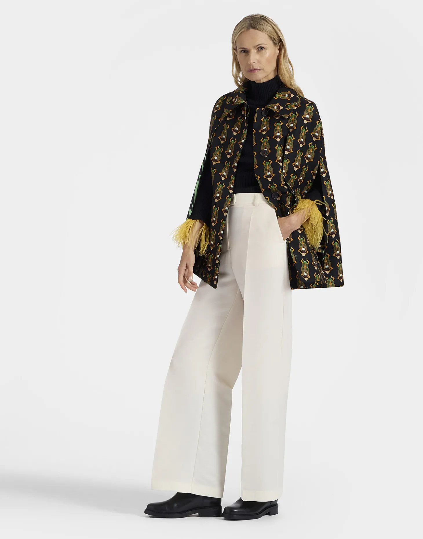 Milano Mini CapeScarab Black in Cady Wool