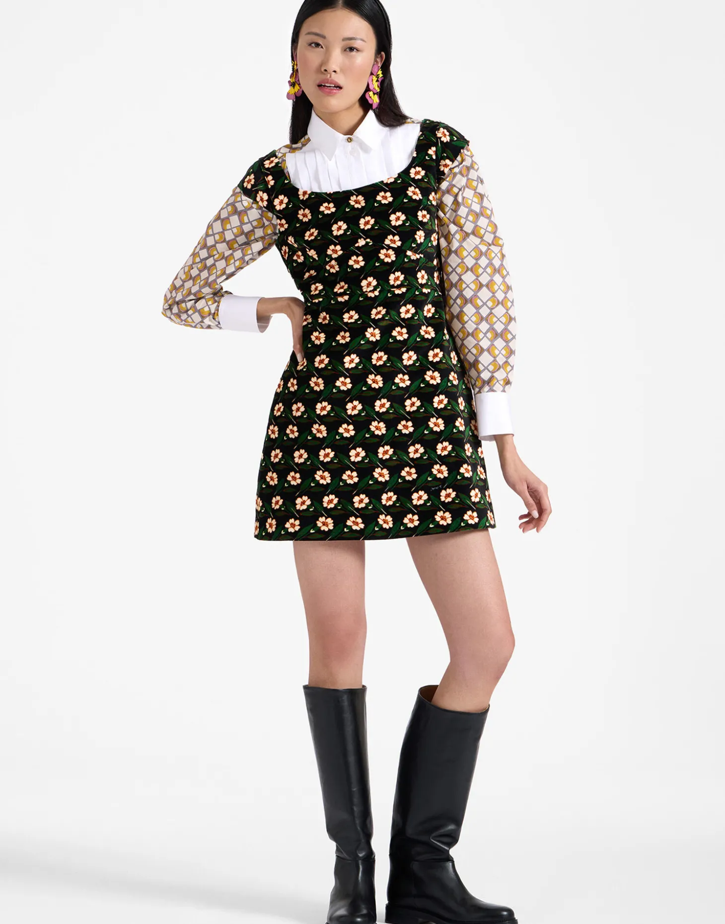 Mini Arabesque DressMayfair Black in Cotton Velvet