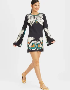 Mini Supreme Swing DressMix Tiles Plac&eacute;e Black in Envers Satin