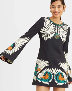 Mini Supreme Swing DressMix Tiles Plac&eacute;e Black in Envers Satin