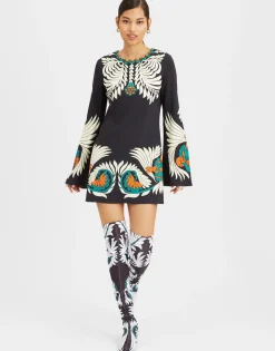 Mini Supreme Swing DressMix Tiles Plac&eacute;e Black in Envers Satin