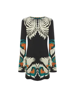 Mini Supreme Swing DressMix Tiles Plac&eacute;e Black in Envers Satin