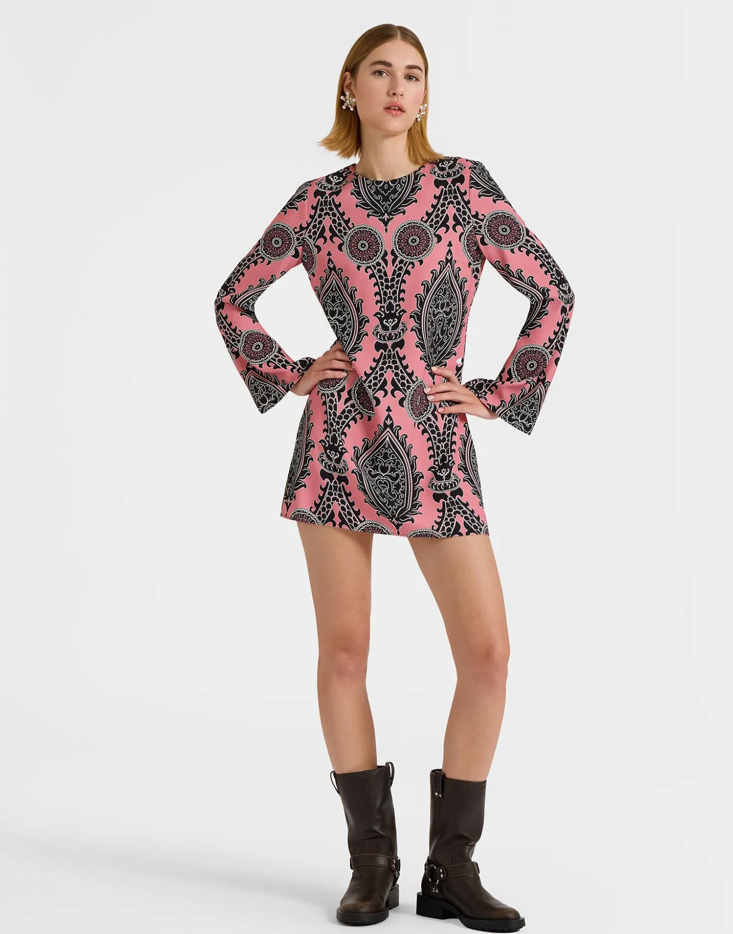 Mini Supremes Swing DressOltrarno Pink in Sablé Satin