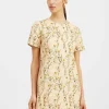 Mini Swing Dress EmbroideredPrimavera Cream in Tweed