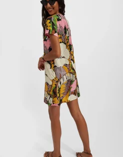 Mini Swing DressBig Flower in Silk Twill