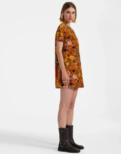 Mini Swing DressBotticelli Rust in Cotton Velvet