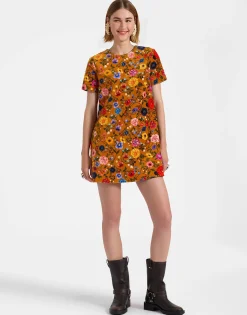 Mini Swing DressBotticelli Rust in Cotton Velvet