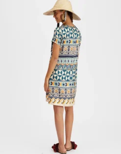 Mini Swing DressCasareale Small Plac&egrave;e Cream in Silk Twill