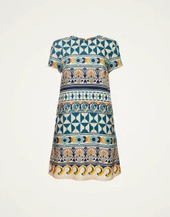 Mini Swing DressCasareale Small Plac&egrave;e Cream in Silk Twill