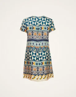 Mini Swing DressCasareale Small Plac&egrave;e Cream in Silk Twill