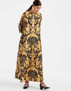 Muumuu Dress Round NeckCherubs Gold in Silk Twill