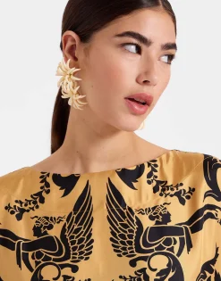 Muumuu Dress Round NeckCherubs Gold in Silk Twill