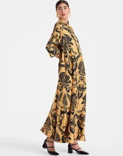 Muumuu Dress Round NeckCherubs Gold in Silk Twill